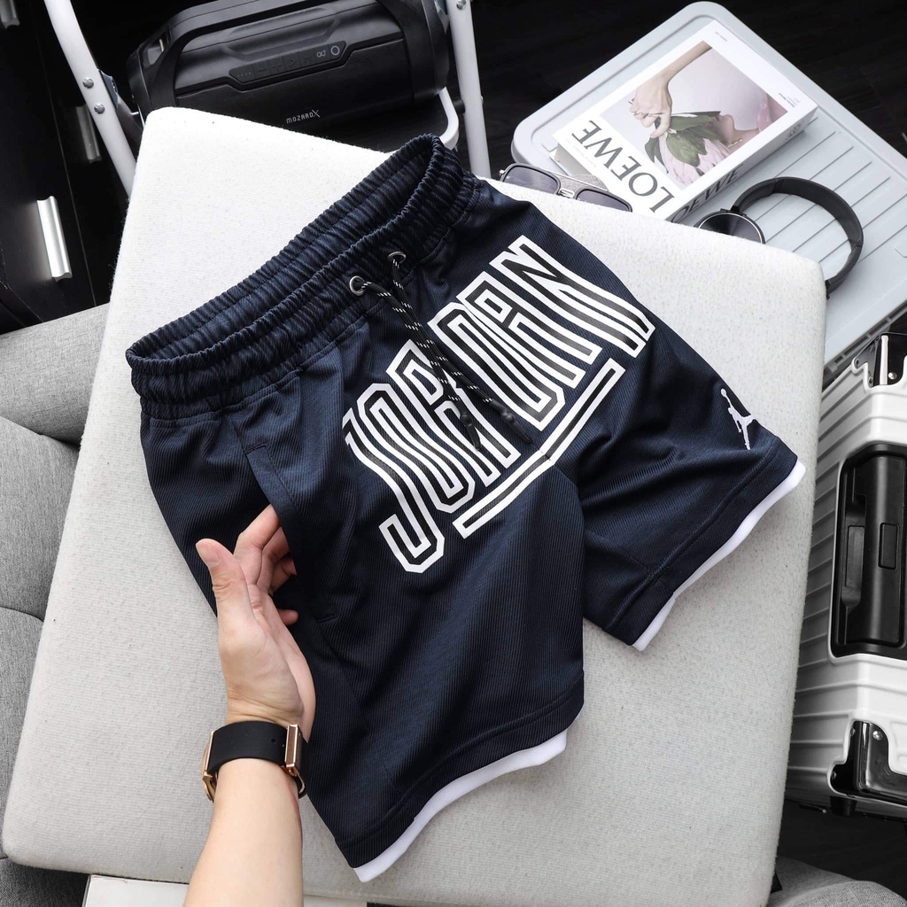 Quần short lửng thể thao nam lưng chun, chất thun vải mè cao cấp JD001