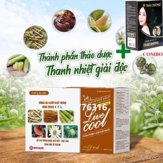Combo Gội Là Đen Thái Dương+ ✅ Bột tan thanh nhiệt Livecool không đường (Hộp 10 gói)