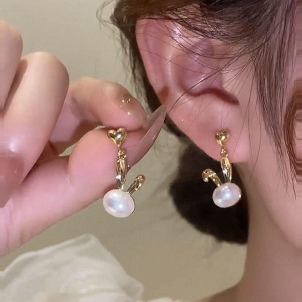 Khuyên Tai Kim Loại Hình Thỏ Dễ Thương Thời Trang Dành Cho Nữ
