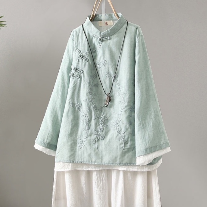 ☻ L O T U S ☻ Cộng Với Áo Kích Thước Phụ Nữ Sườn Xám Phong Cách Cổ Điển CAL1703