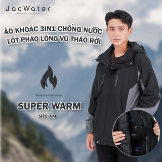 Áo gió lông vũ 5in1 giữ nhiệt dưới 15 độ, khoác dù vải GORE TEX chống nước JACWATER V5in1
