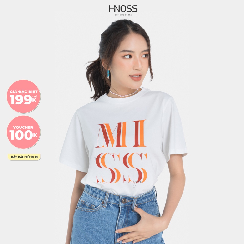 Áo thun nữ thời trang HNOSS form body in chữ "Miss" HNATH030