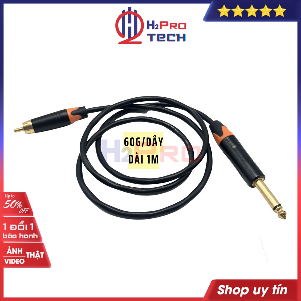 1 Dây 6 Ly Ra Av Hoa Sen, Dây Tín Hiệu Chuyển Đổi 6 Ly (6.5Ly) Ra Rca Hoa Sen Av Cao Cấp Dài 1M, Chống Nhiễu-H2Pro Tech