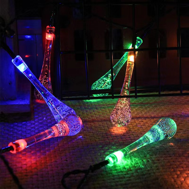 Đèn Led Trang Trí Hình Giọt Nước pha lê 10m -40 Bóng-Giọt Nước Trong Suốt decor quan siêu xinh