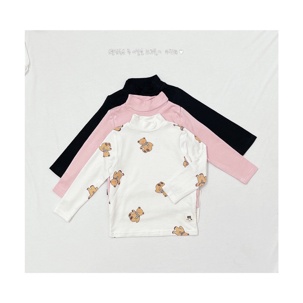 Set 3 áo cổ cao 3p cho bé trai bé gái, áo cotton zip dài tay thu đông màu đẹp dễ phối đồ co giãn thoải mái