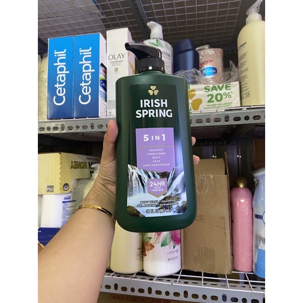 🍀SỮA TẮM GỘI CHO NAM IRISH SPRING 5IN1 MỸ  946ml