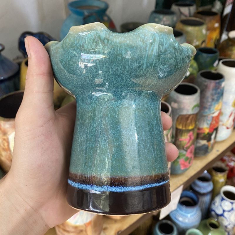 Lọ phật thủ , Ly để phật thủ men hỏa biến 13cm bóng mịn hàng chính hãng Bát Tràng