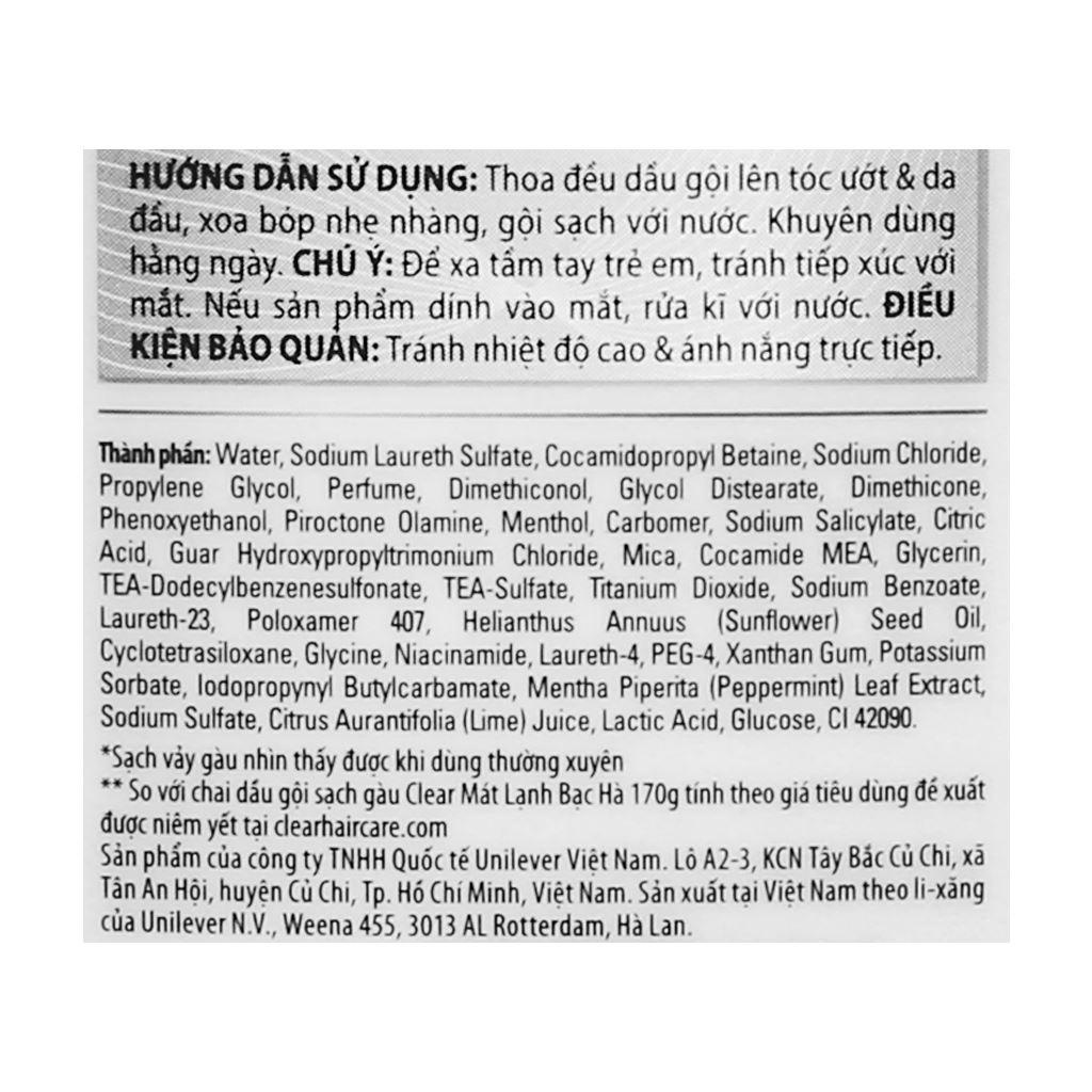 Dầu Gội Clear Mát Lạnh Bạc Hà Chai - 1.4 Kg