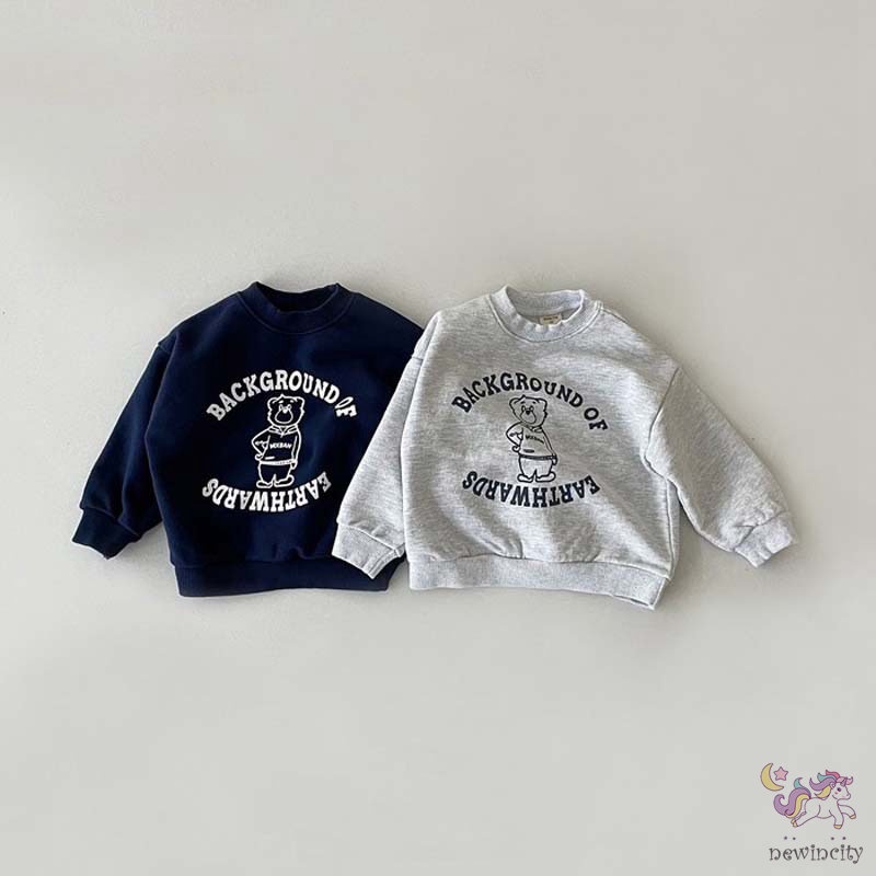 Áo Sweater Tay Dài Cổ Tròn In Họa Tiết Hoạt Hình Phong Cách Hàn Quốc Thời Trang Cho Bé Trai