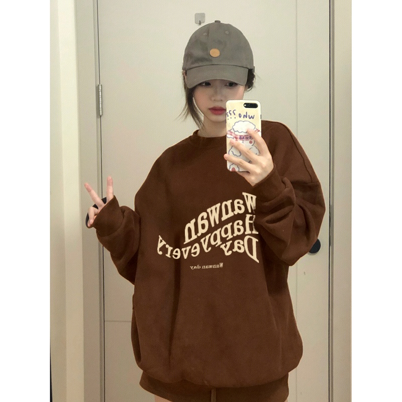 NRVP Áo Thun Nữ Dài Tay Dáng Rộng In Hình Phong Cách Hàn Quốc Mới