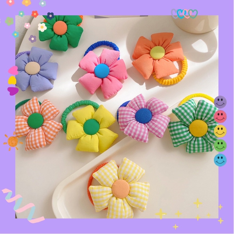 Dây buộc / cột tóc Hoa phao 🌼 màu nổi bật siêu cuteee (4 màu)