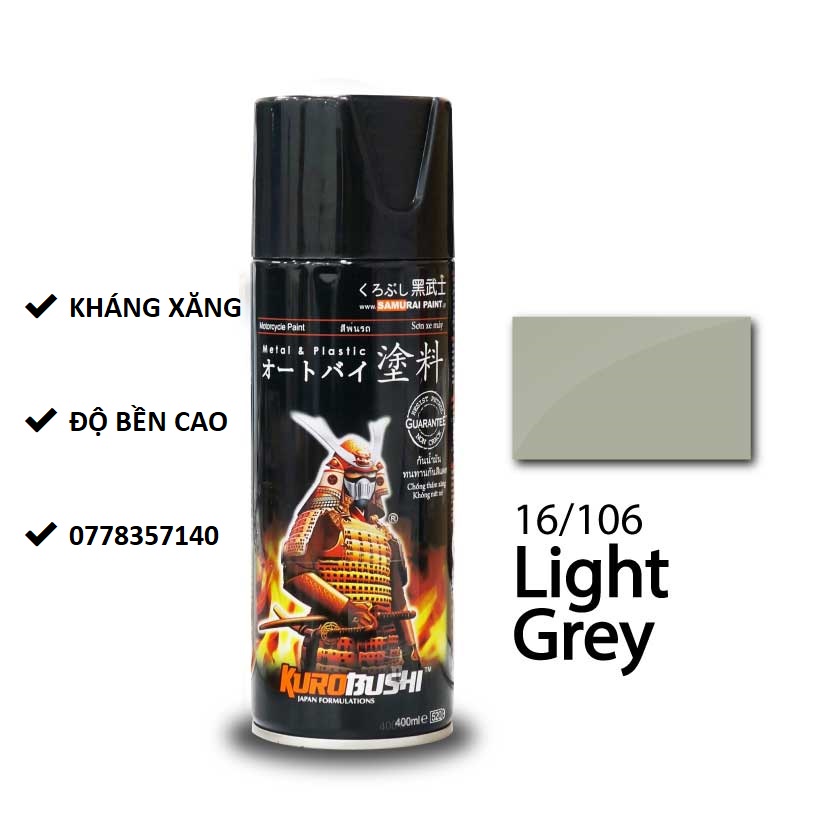 16/106 Sơn xịt Samurai MÀU XÁM SÁNG
