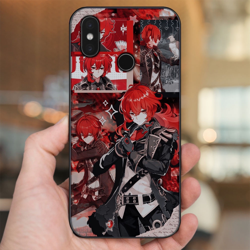 Ốp lưng Xiaomi Mi 8, Mi 8 SE viền đen in hình Diluc Genshin Impact