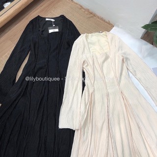 Váy cổ vuông gân 2 lớp
