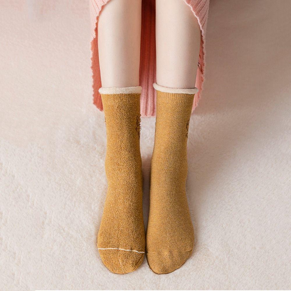 SOMEDAYZL Đôi Vớ Đan Len Họa Tiết Hoa Màu Sắc Đơn Giản Thời Trang Mùa Đông Cho Nam Và Nữ