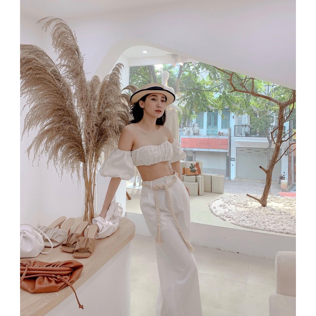 Áo Tay Phồng CROPTOP (TRẮNG) TN1204