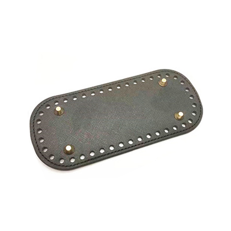 Túi Xách Da PU Màu Trơn Đính Đinh Tán Hình Oval 18 * 8cm DIY