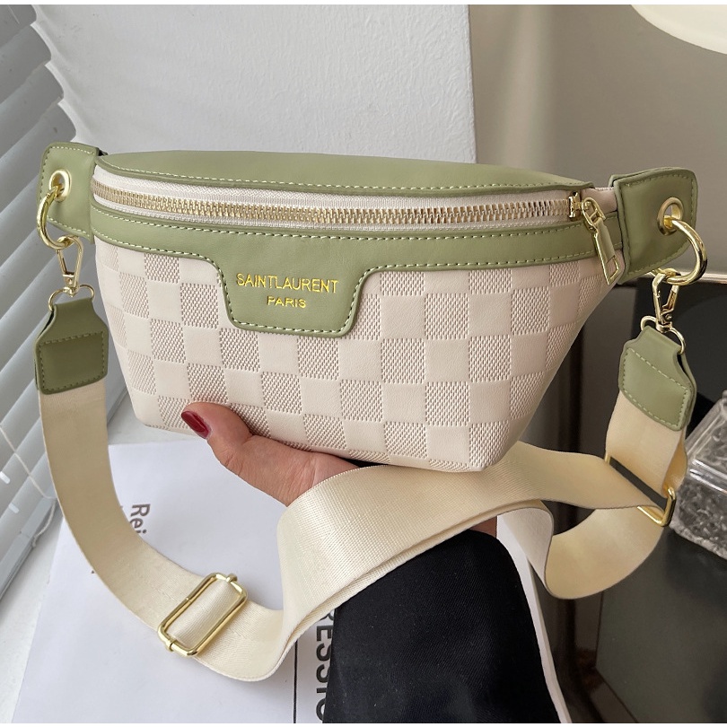 Túi đeo chéo IELGY dáng nhỏ họa tiết kẻ sọc ca rô phong cách Hàn Quốc thời trang dành cho nữ