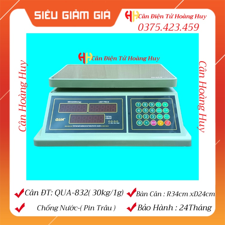 Cân điện tử tính tiền chống nước  QUA-832dùng cho nhà hàng bán hải sản,tôm, cua,cá bảo hành 2 Năm