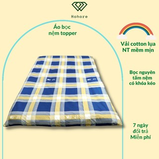 Áo nệm topper 2 mặt có khóa kéo Riotex chất liệu vải cotton lụa đủ kích thước.