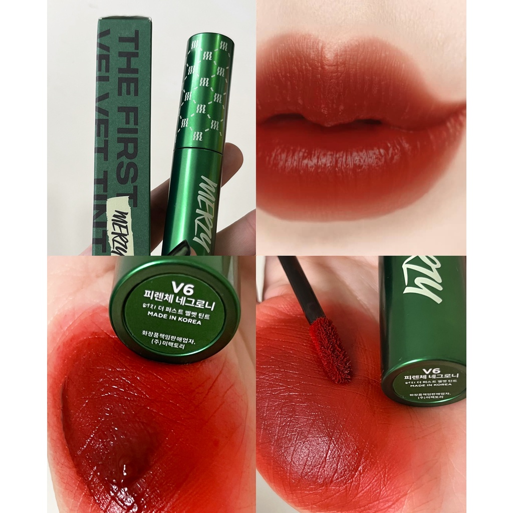 Combo 2 Son Kem Lì Merzy The First Velvet Tint 4.5g (V6 Green vỏ xanh) + Son Merzy Soft Touch Lip Tint 3g