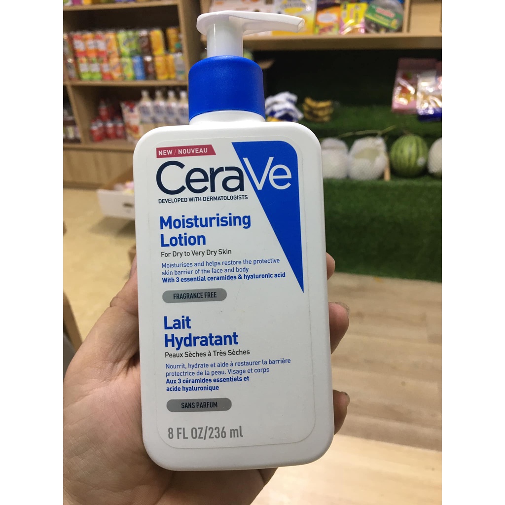 Kem Dưỡng Ẩm Cerave Moisturizing Lotion Da Thường Đến Da Khô 236ml Bản Pháp (Đủ Bill)