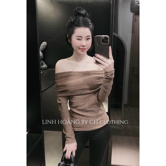 Áo trễ dài tay tôn dáng / Áo thun xốp bệt vai dáng ôm body