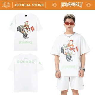 Áo Thun URBAN MONKEY GORADO RACING BOY Trắng Chất Liệu Cotton Hai Chiều