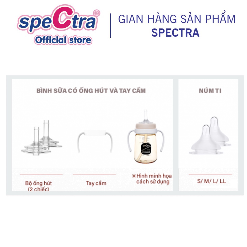 Bình sữa PPSU cổ rộng Spectra 160ml núm ti size S