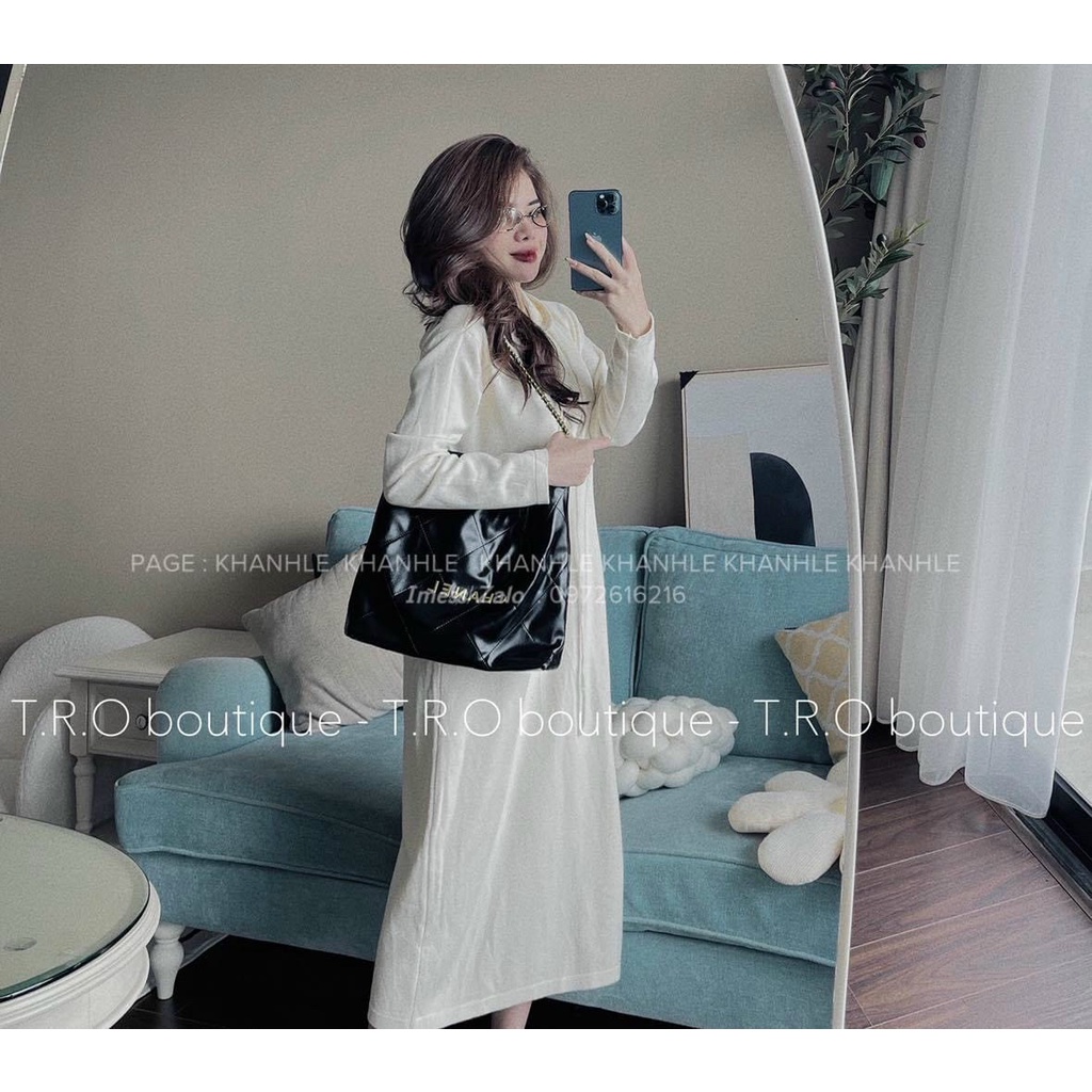 Váy len suông trơn mũ khóa midi hàng QC mềm mịn