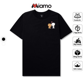 Áo phông tay lỡ basic unisex Nam Nữ gấu mini dễ thương cotton mịn đẹp Miamo