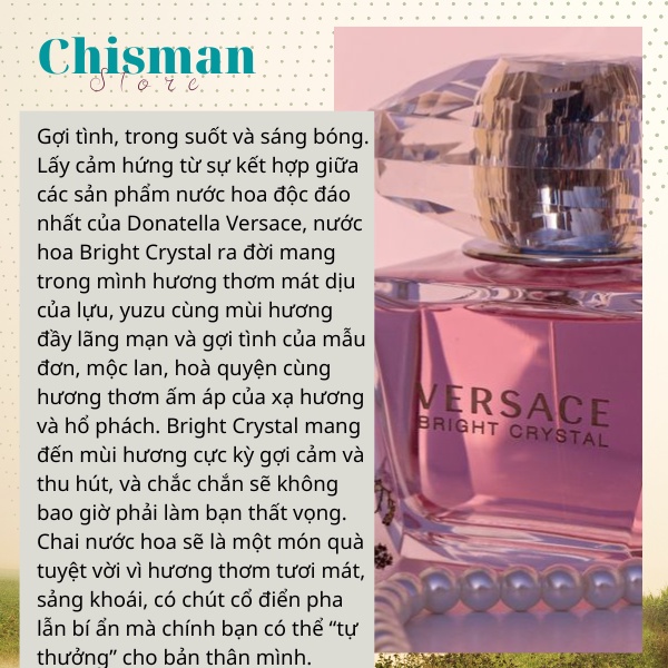 Nước hoa nữ Versace Bright Crystal EDT 90ml- Mùi hương ngọt ngào, quyến rũ và tinh tế- Chisman