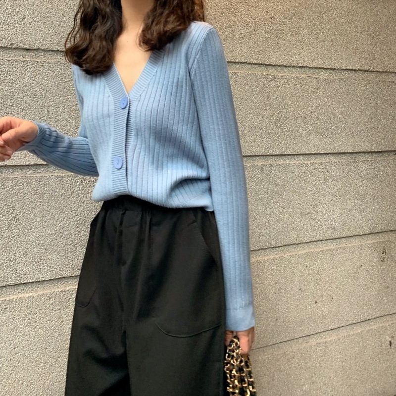 Áo Khoác Cardigan Dệt Kim Mỏng Tay Dài Cổ Chữ V Dáng Rộng Dễ Phối Đồ Cho Nữ