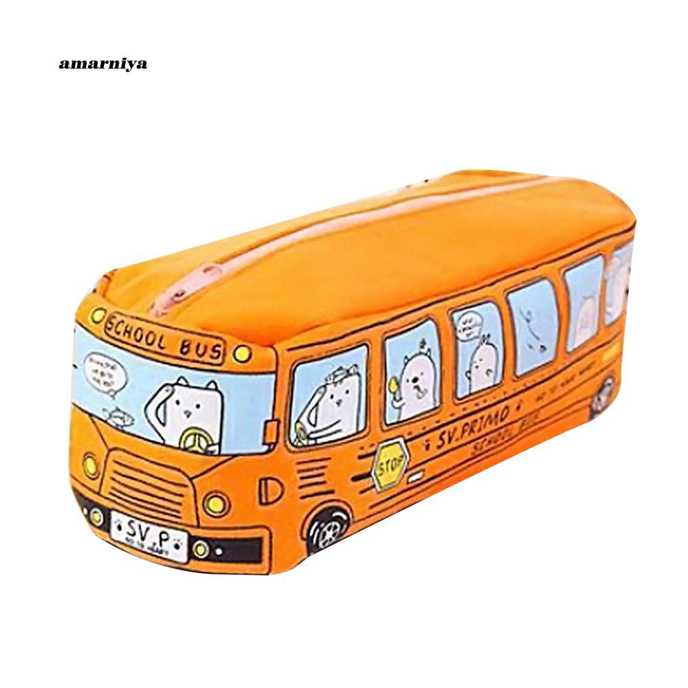 Hộp bút học sinh in hình xe buýt dễ thương