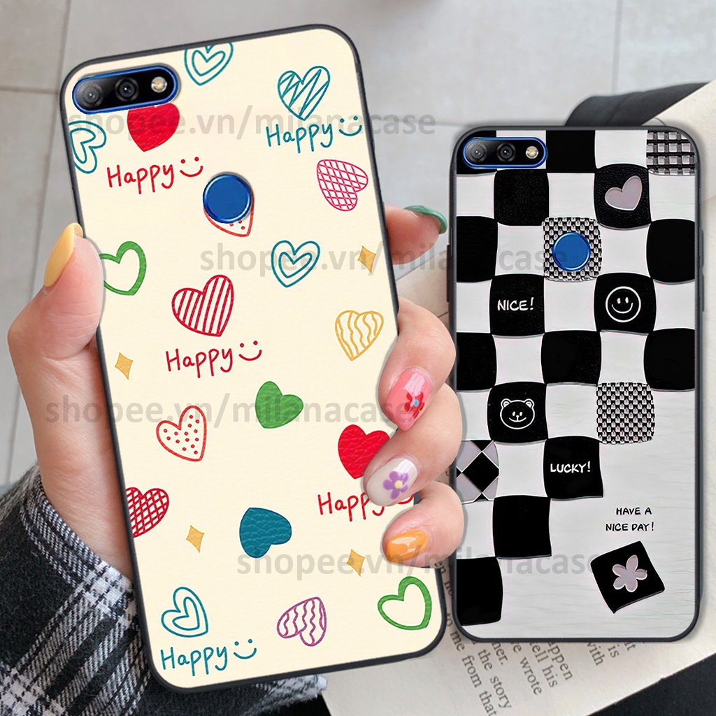 Ốp Huawei Y7 Prime 2018 / Y7 Pro 2018 in hình caro trái tim siêu đẹp, siêu nét đầy phong cách cá tính