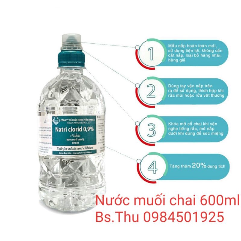 Nước muối sinh lý 600ml NAKATA ( Natri Clorid 0,9% )