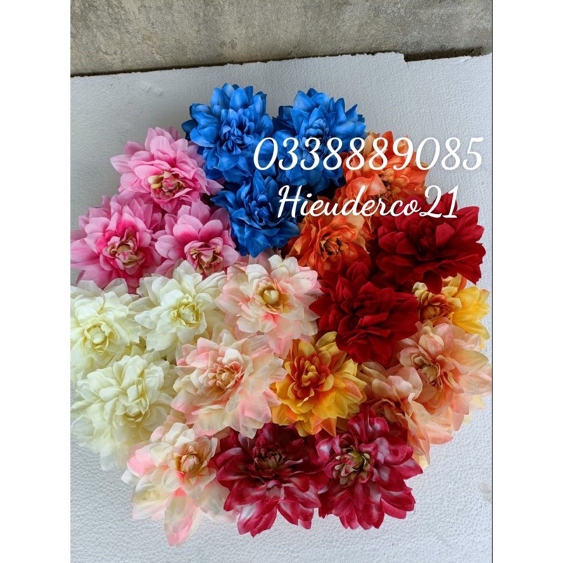 (Size Đại) Đầu bông hoa thược dược lụa cao cấp-trang trí,decor ,làm oản
