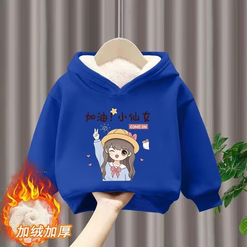 Áo Hoodie Lót Lông Cừu Dày Dặn Thời Trang Mùa Thu Cho Bé Gái