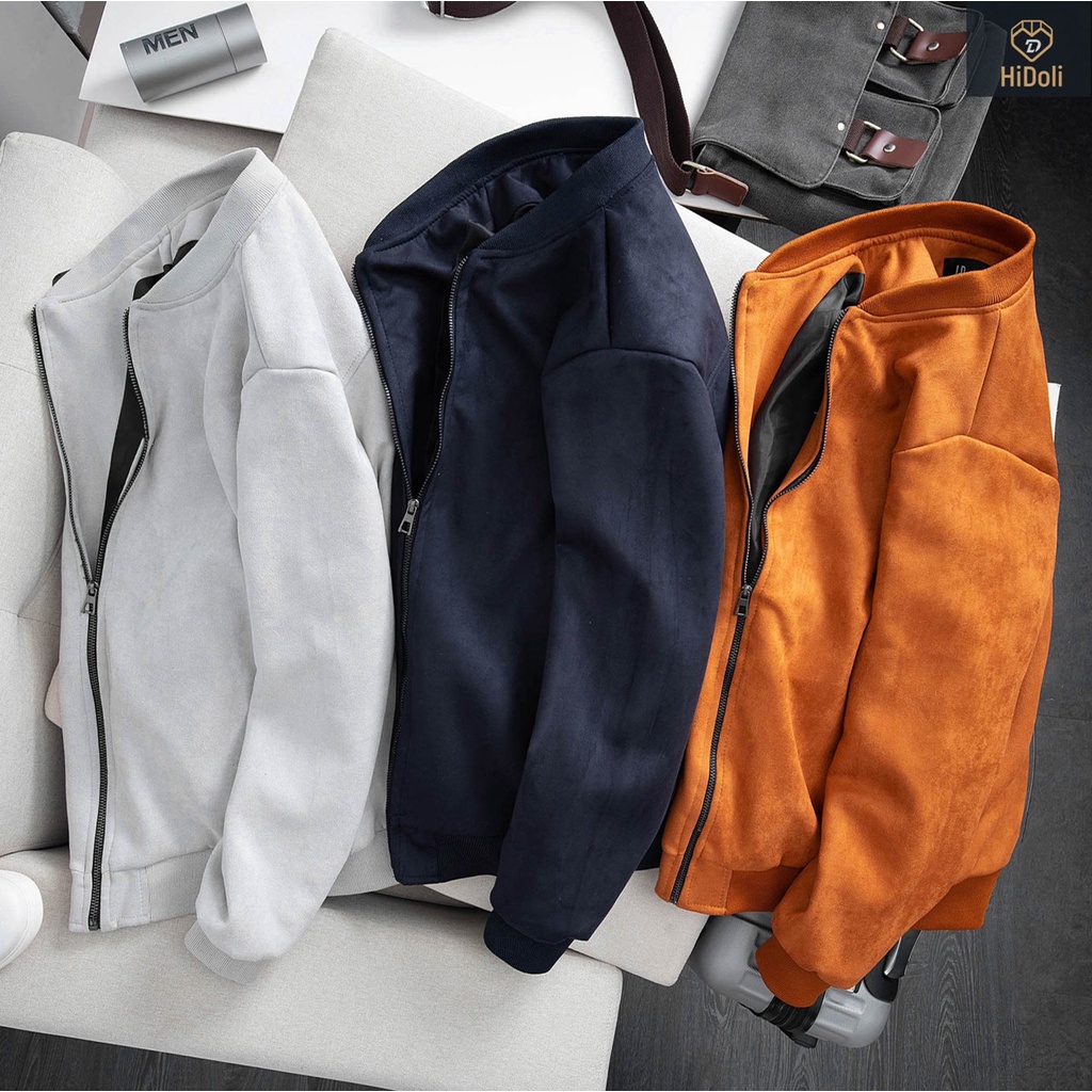 Áo khoác nam da lộn tay chun bomber 98WEAR ,áo khoác da lộn cao cấp 4 màu giữ nhiệt tốt