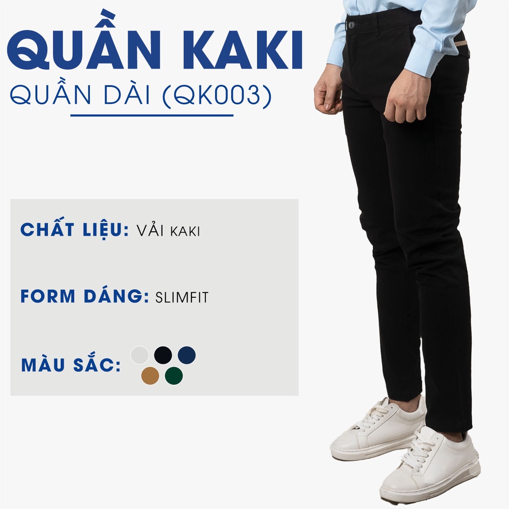 Quần kaki nam 4MEN QK003 kiểu dáng dài với túi sau phối nắp, form slimfit tôn dáng, vải cotton thấm mồ hôi, co giãn