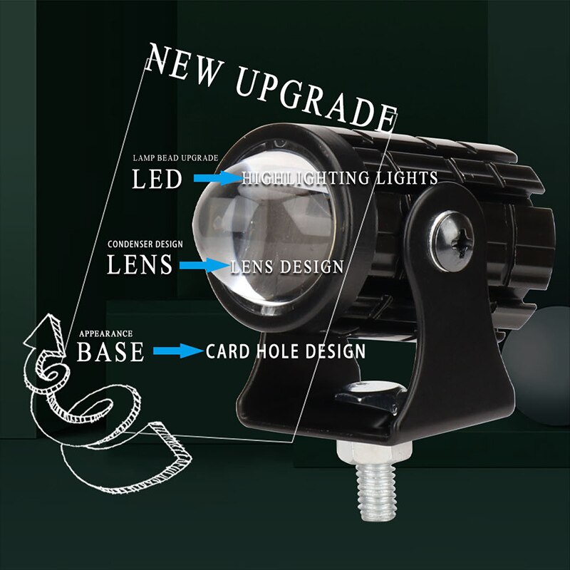 Bộ 2 Đèn Pha LED Laser 12V Ánh Sáng Trắng Và Thấp Chuyên Dụng Cho Xe Mô Tô