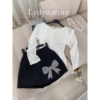 Set áo ren, chân váy đính đá thiết kế