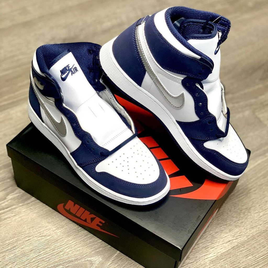 Giày thể thao hot 2022 ,Giày air jordan 1 high navy, giày jd xanh than cổ cao nam nữ