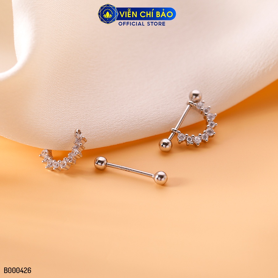 Bông tai bạc nữ hoa mặt trời chốt vặn chất liệu bạc 925 thời trang phụ kiện trang sức Viễn Chí Bảo B000426