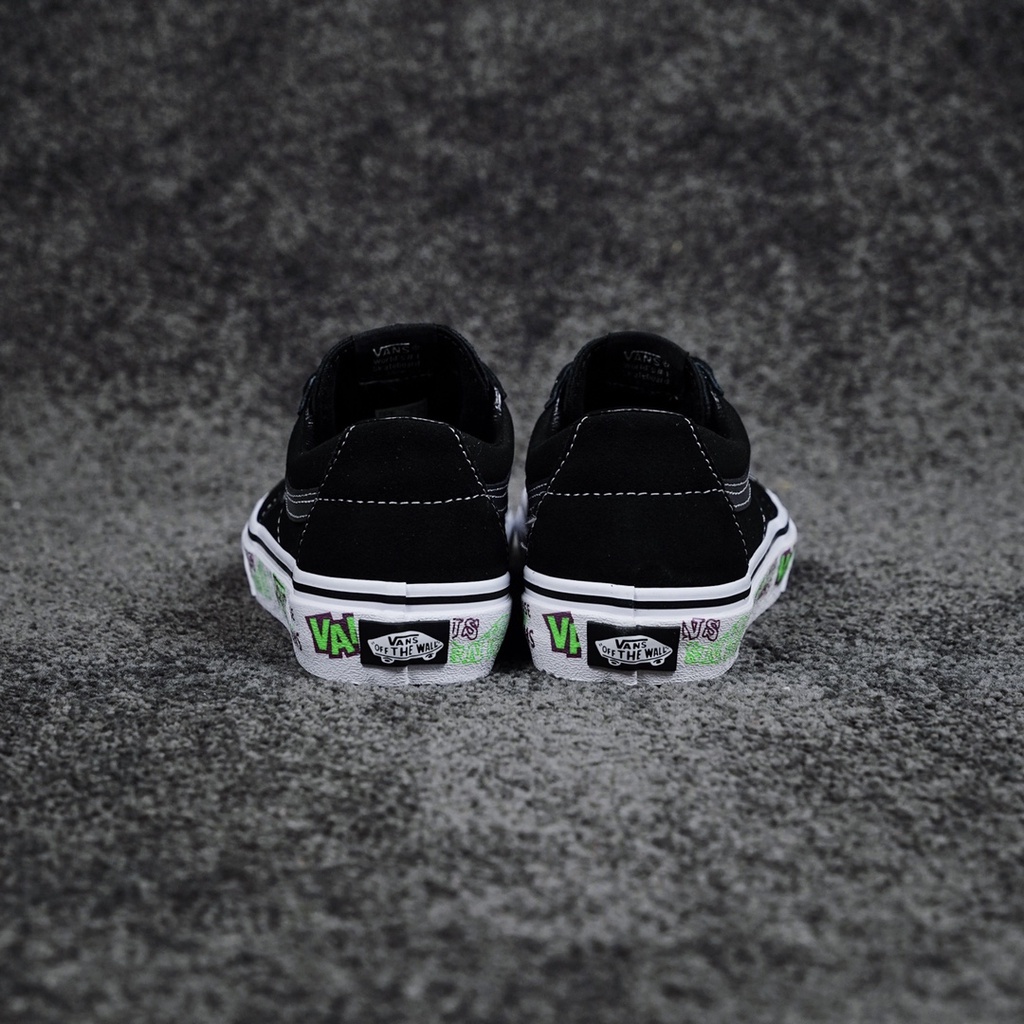 Giày Thể Thao Vans Sk8-Low Màu Xanh Lá Đậm In Họa Tiết Hoạt Hình graffiti Thời Trang Cho Nam Và Nữ-1858