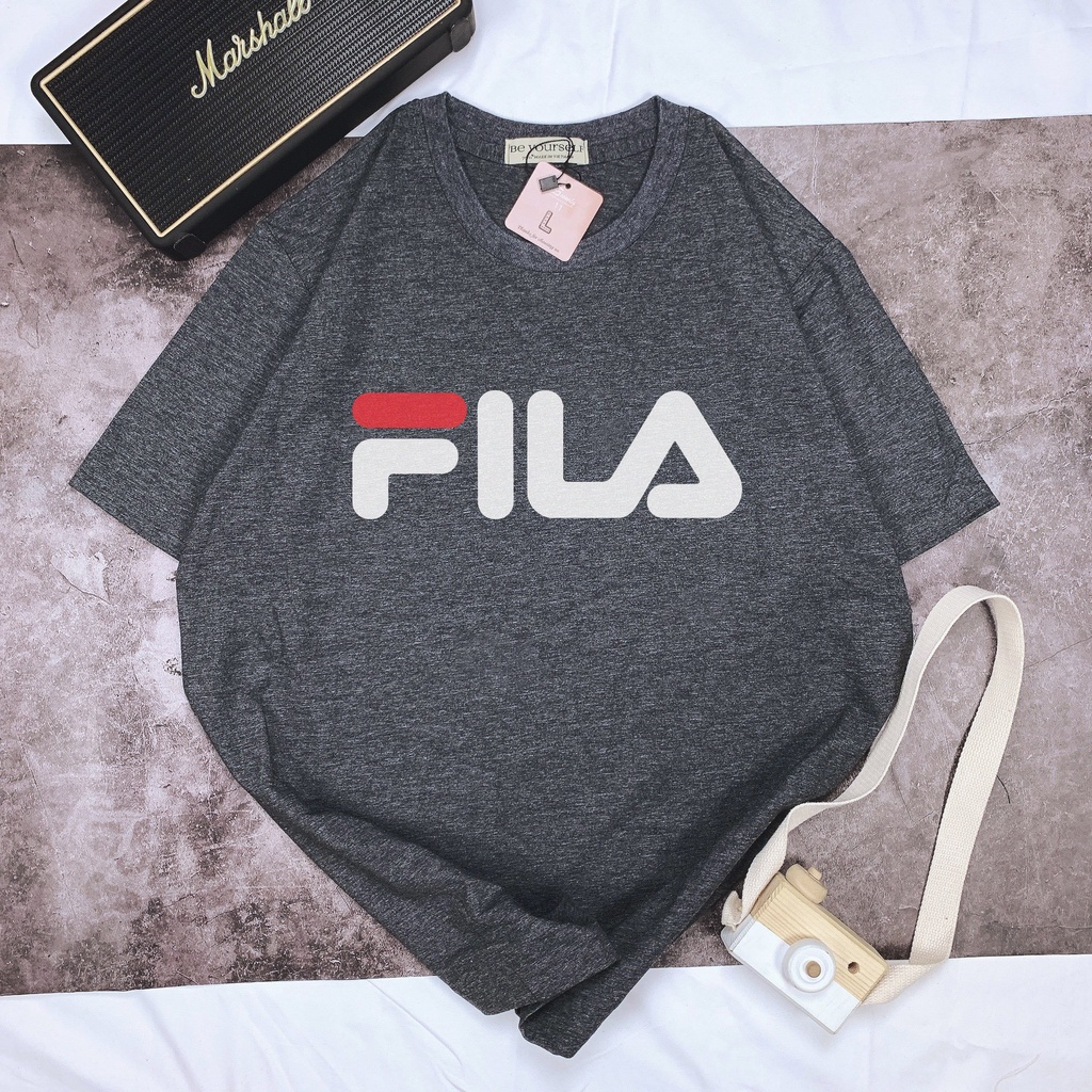 Áo thun nam nữ unisex áo phông vải cotton thoáng mát cổ tròn in chữ Fila - shop.lucas