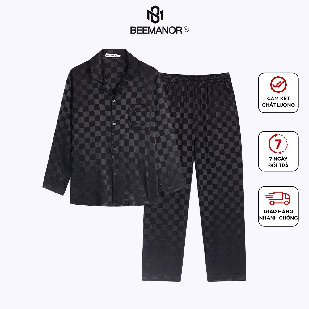 Bộ đồ ngủ nam Pijama lụa cao cấp mềm mịn,thoáng mát với thiết kế tinh tế, đường may tỉ mỉ GO14