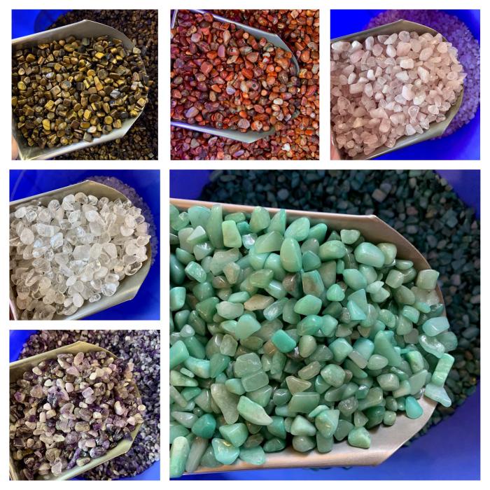 1kg vụn đá thạch anh nhiều màu đã được mài bóng, dùng thanh tẩy Tarot, trang trí nhà cửa, đá rải bể 