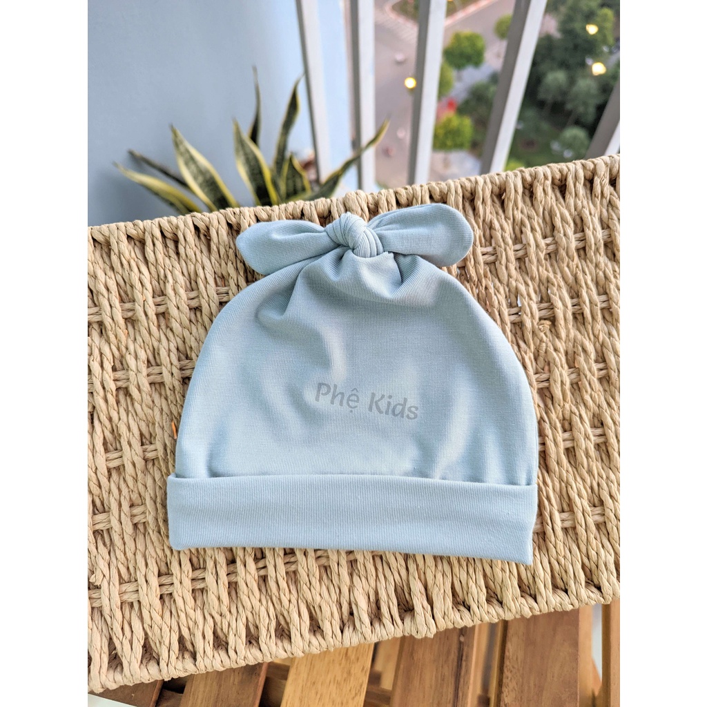 Mũ Củ Tỏi - Mũ Thắt Nơ - Chất Liệu Petit Sợi Tre mềm, mịn cho Bé Trai màu Xanh Mint  - Phệ Kids