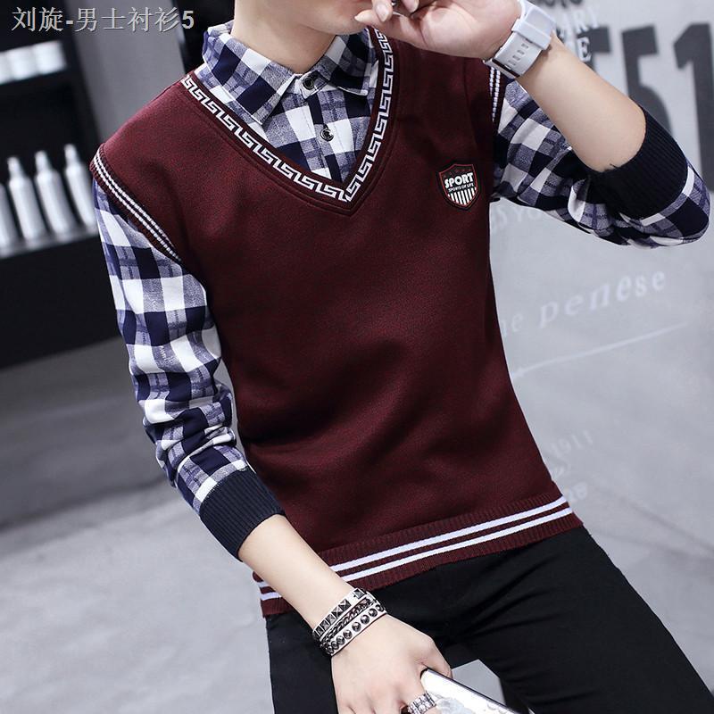 Đen Áo Len Nam Dài Tay Cổ Bẻ Thời Trang Hàn